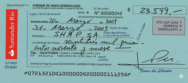 Cheque enviado